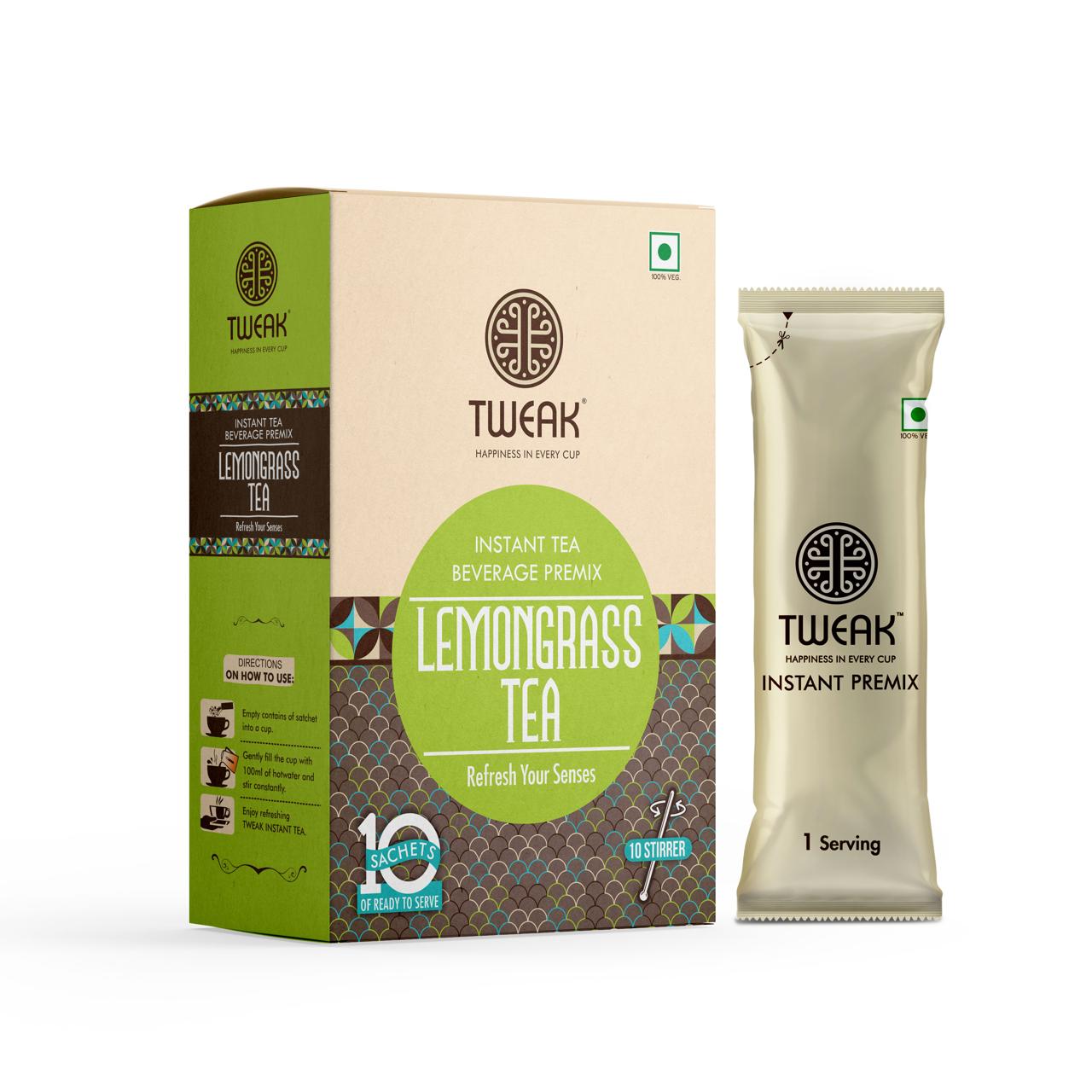 Tweak instant Lemongrass tea premix- 10 sachet 